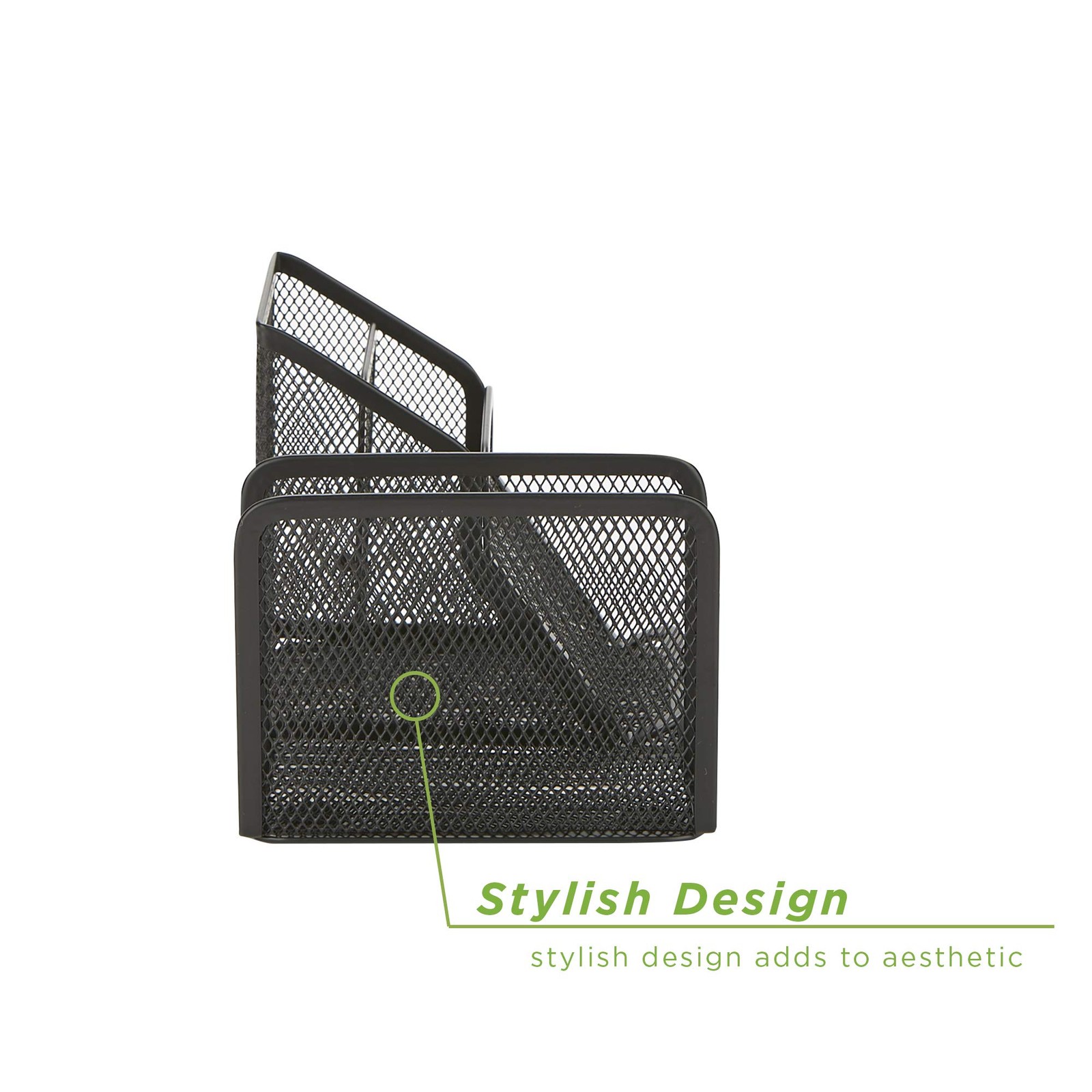 Mind Reader Desk Organizer 5-Compartment, 2-Piece Same Set Supplies and Black