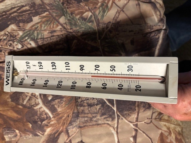 WEISS INSTRUMENTS 9VAU35 90 Degree Angle THERMOMETER 20-180 Degrees New Old Stok