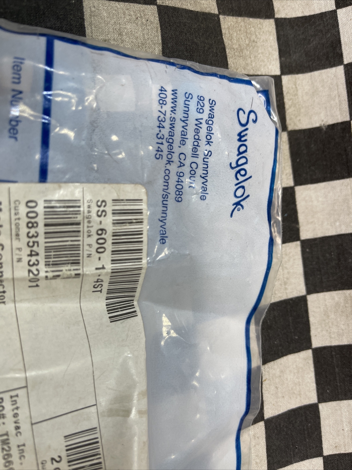SWAGELOK Male Connector, SS-600-1-4ST, SS60014ST, LOT OF 2 SHIPSAMEDAY#ZE46