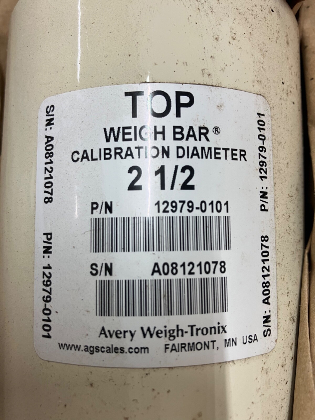 Avery Weigh-tronix 2.5″ weigh bar PN: 12979-0101