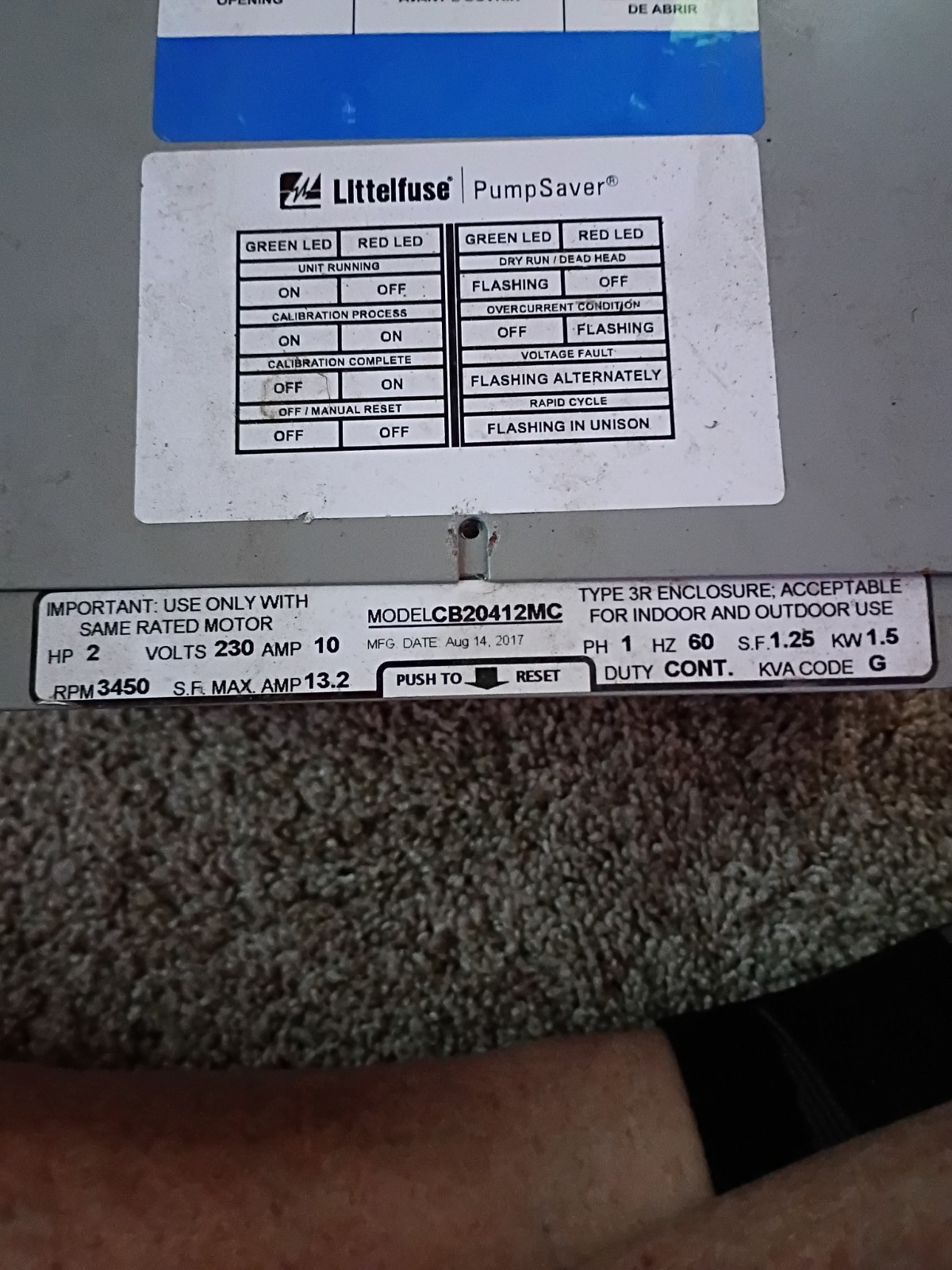 Goulds CB20412MC 2HP 1PH 60HZ 230V MC Control Box
