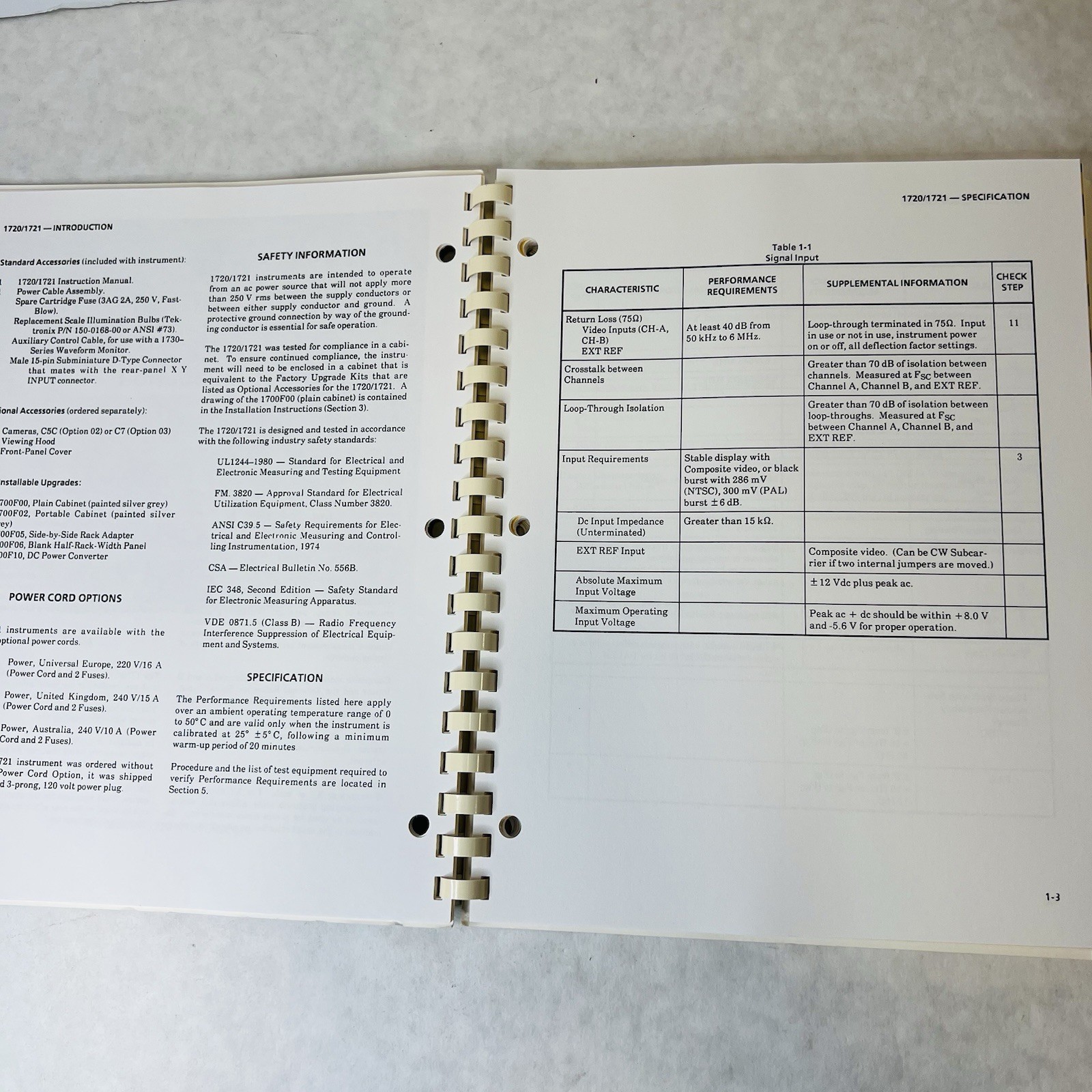 Tektronix 1720/1721 Vectorscope Instruction Manual