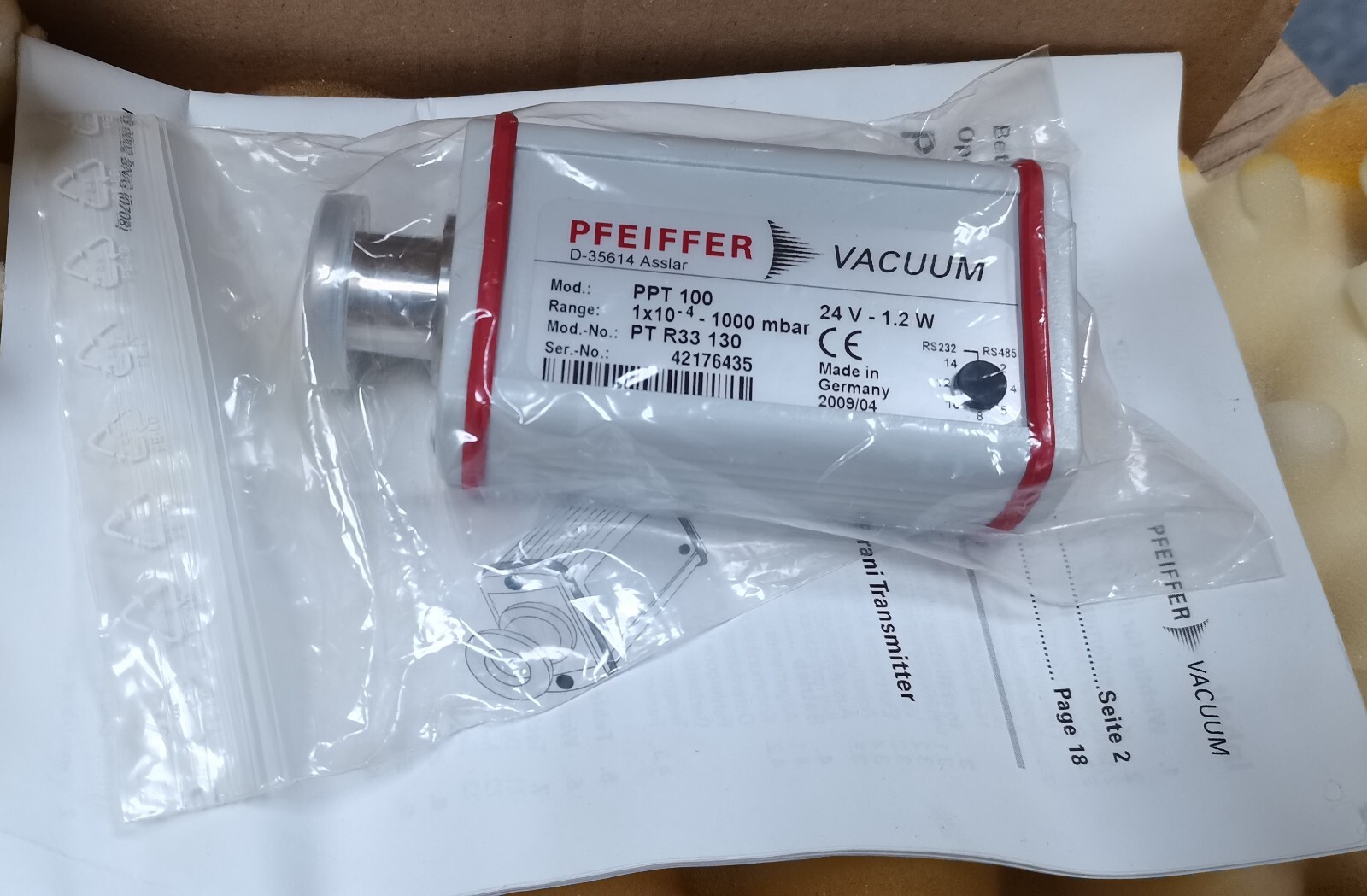 PFEIFFER PPT100 VACUUM GAUGE, PTR33130