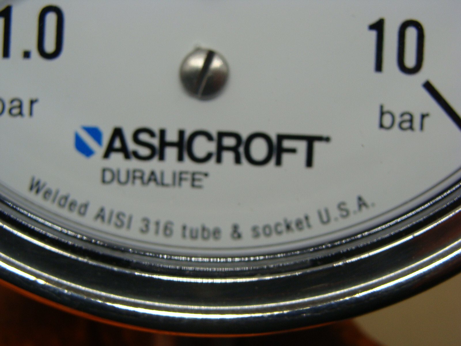 LOT OF 3 ASHCROFT DURALIFE FILLED GAUGES AISI 316 TUBE / SKT -1.0 BAR TO 10 BAR