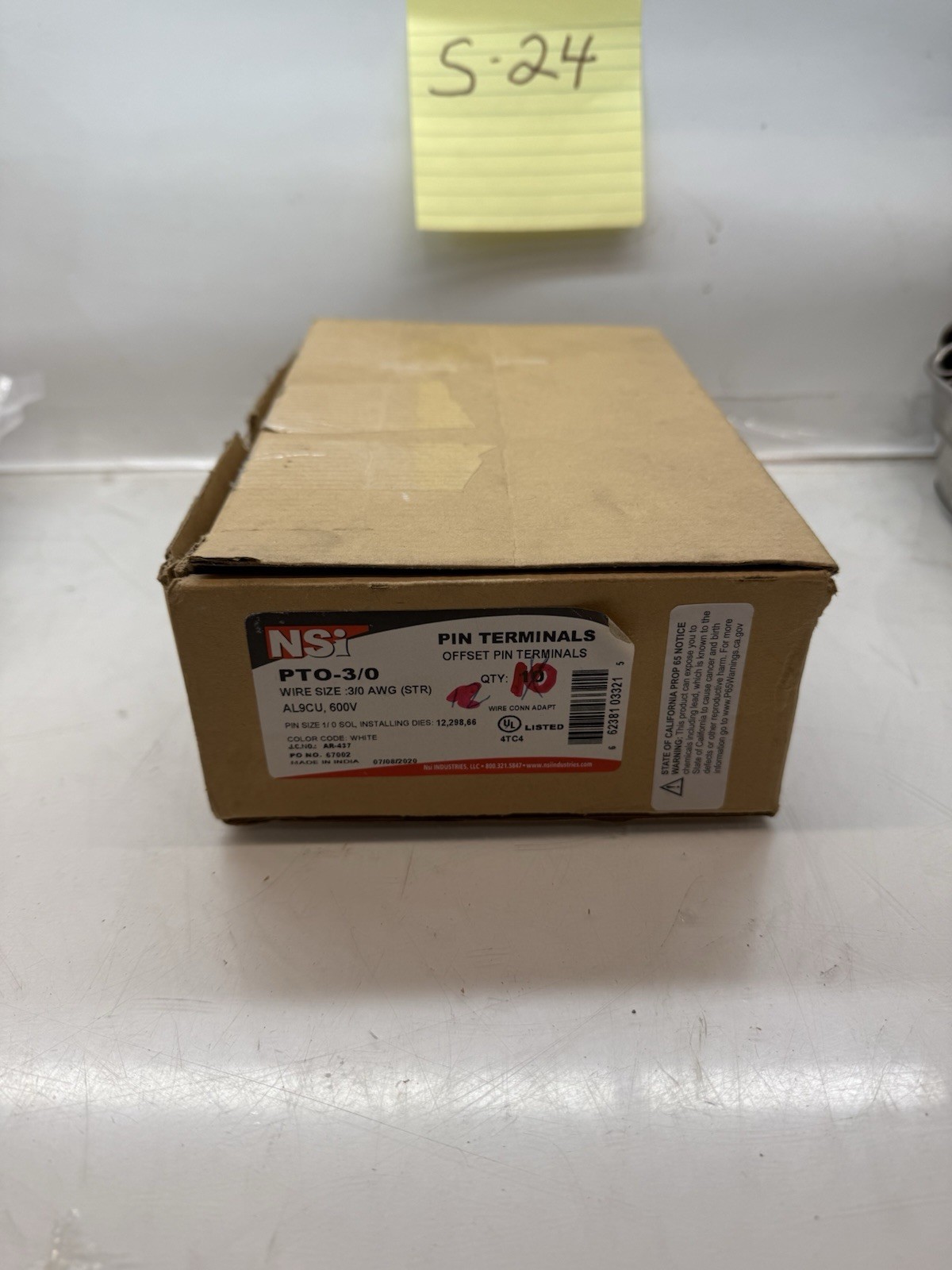 NSI PTO-3/0 ALUMINIUM OFFSET PIN TERMINAL ( BOX OF 10)