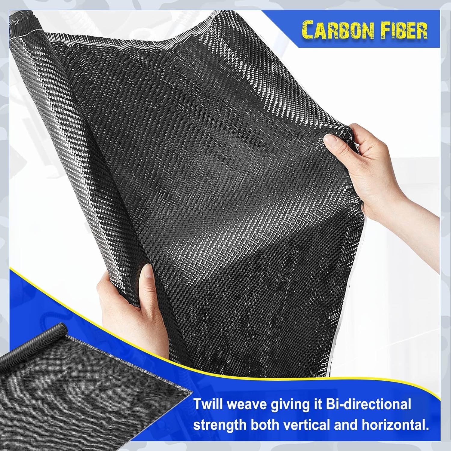 50 x 39.4” Carbon Fiber Fabric Black Sheet Pure Carbon Fiber Cloth 2 x 2 Twi…