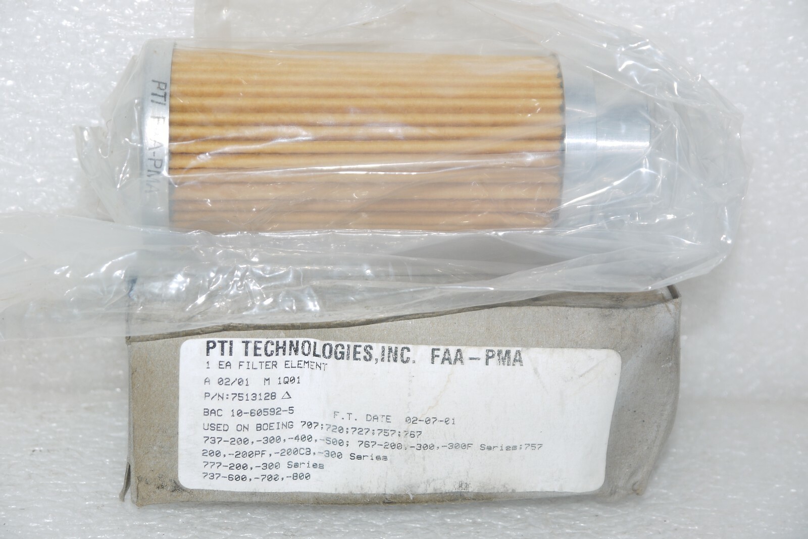 PTI TECHNOLOGIES FAA-PMA 7513128 OIL FILTER ELEMENT BOEING 10-60592-5 NEW