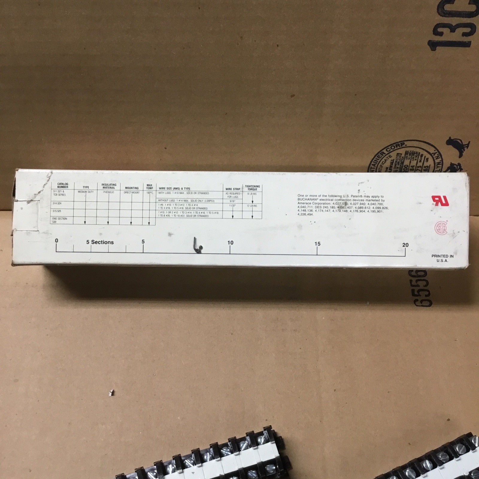 New Buchanan 521 Medium Duty Sectional Terminal Blocks – Box of 100