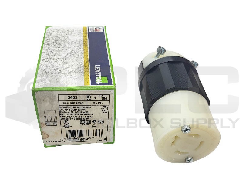 LOT OF 2 NEW LEVITON 2423 LOCKING CONNECTOR 20A 250V 3P 4W *READ*