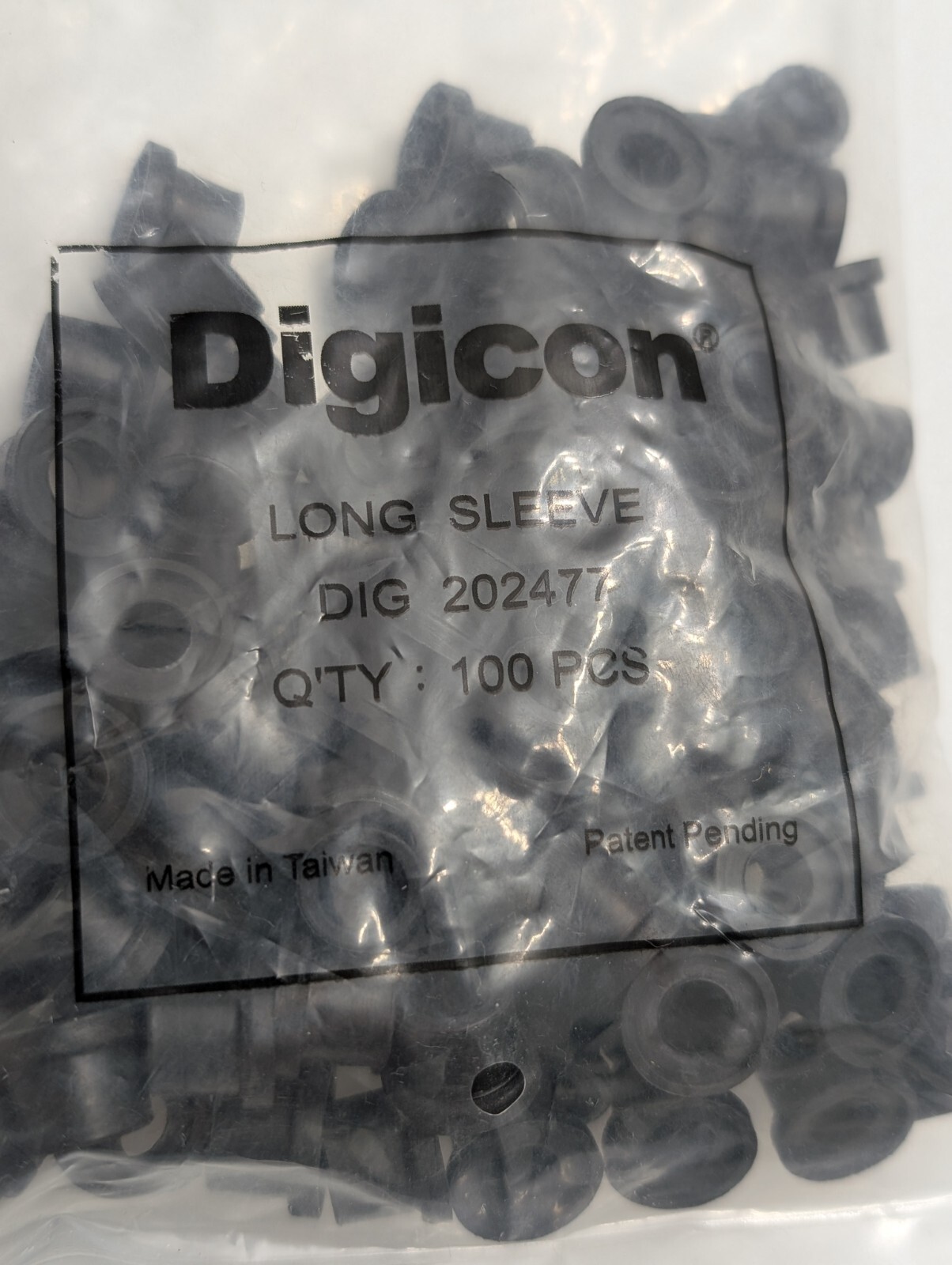 Lot of 200 Digicon Long Sleeve Model DIG 202477 1/2 Inch Top Hat Rubber Gromm