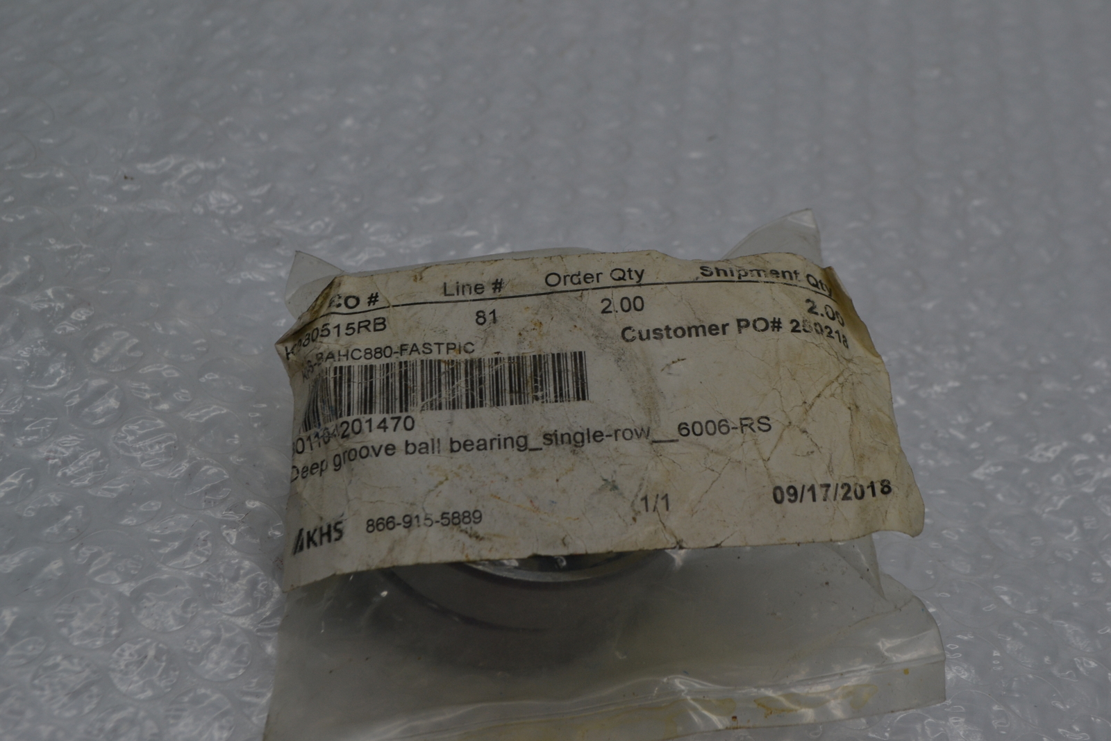 KHS KHS-BAHC880-FASTPIC K380515RB BEARING PKG OF 2 NSMP