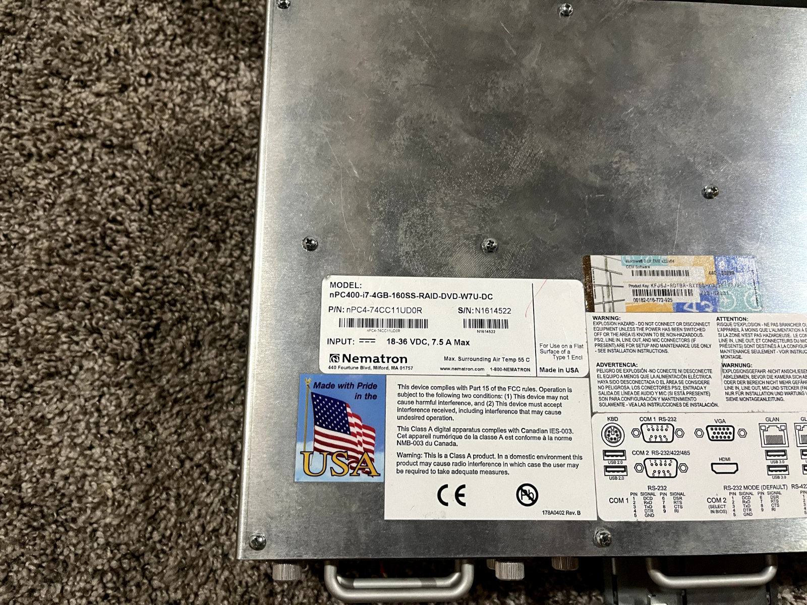 Lot of 3 Comark Nematron nPC400-i7-4GB-160SS-RAID-DVD-W7U Industrial Computer
