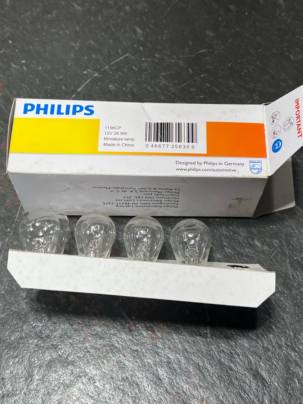 phillips 1156cp nos poor packaging box of 8pcs 12v 26.9w