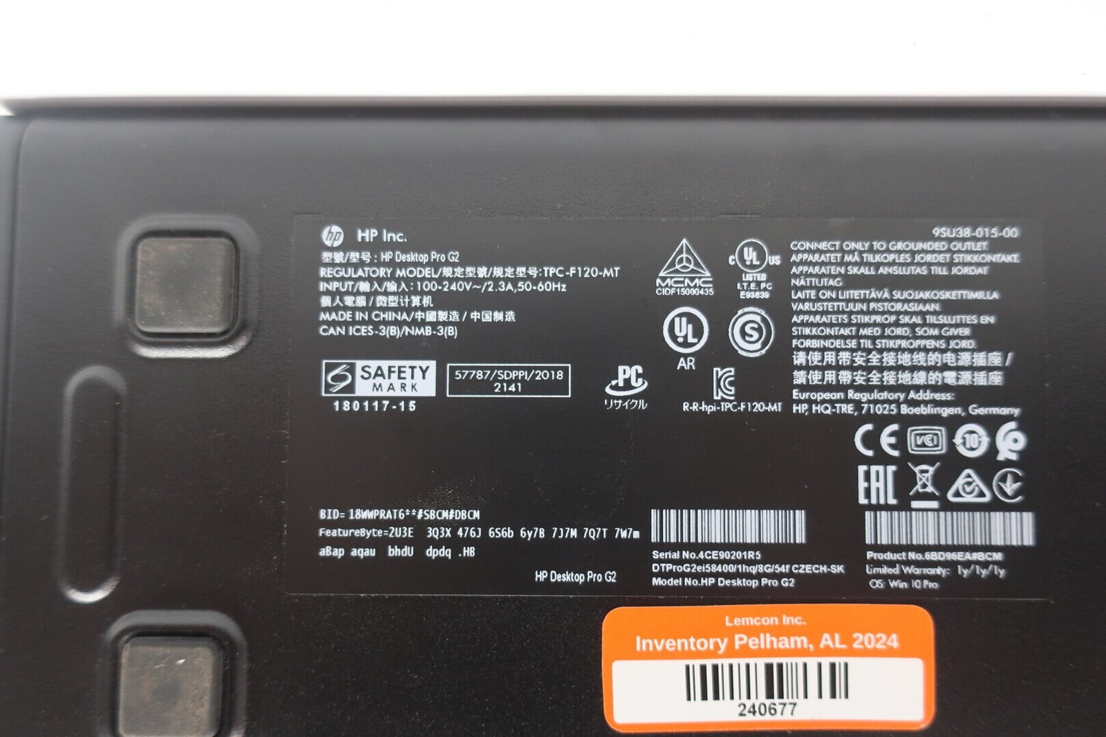Hewlett Packard Hp TPC-F120-MT Hp Desktop Pro G2 Tower Server