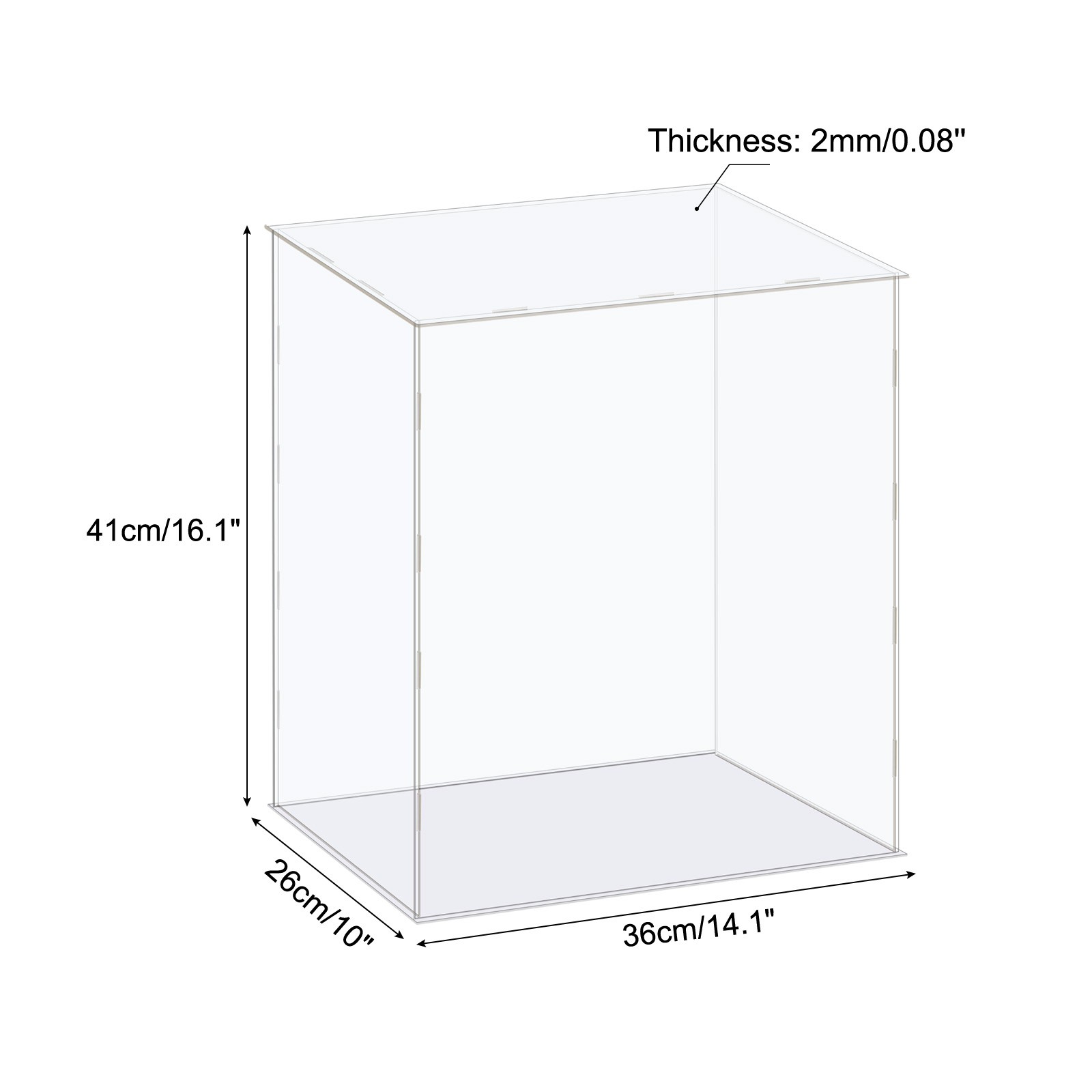 Display Case Box Acrylic Box Transparent Showcase 36x26x41cm for Collectibles