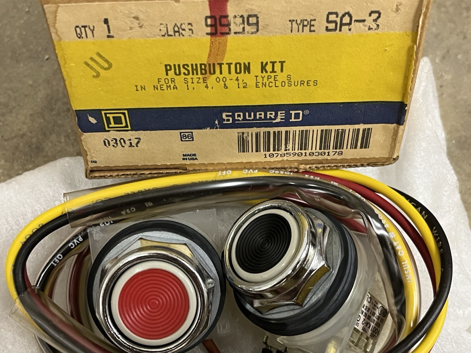 SQUARE D 9999SA3 PUSHBUTTON START STOP SWITCH KIT 9999 sa3 red black push #1546Y