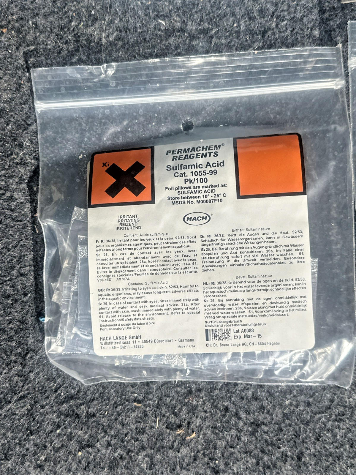 HACH Sulfite Test Kit SU-5 1480-02 W/ Reagents 2203-99 & 1055-99 & 705-32 Glass