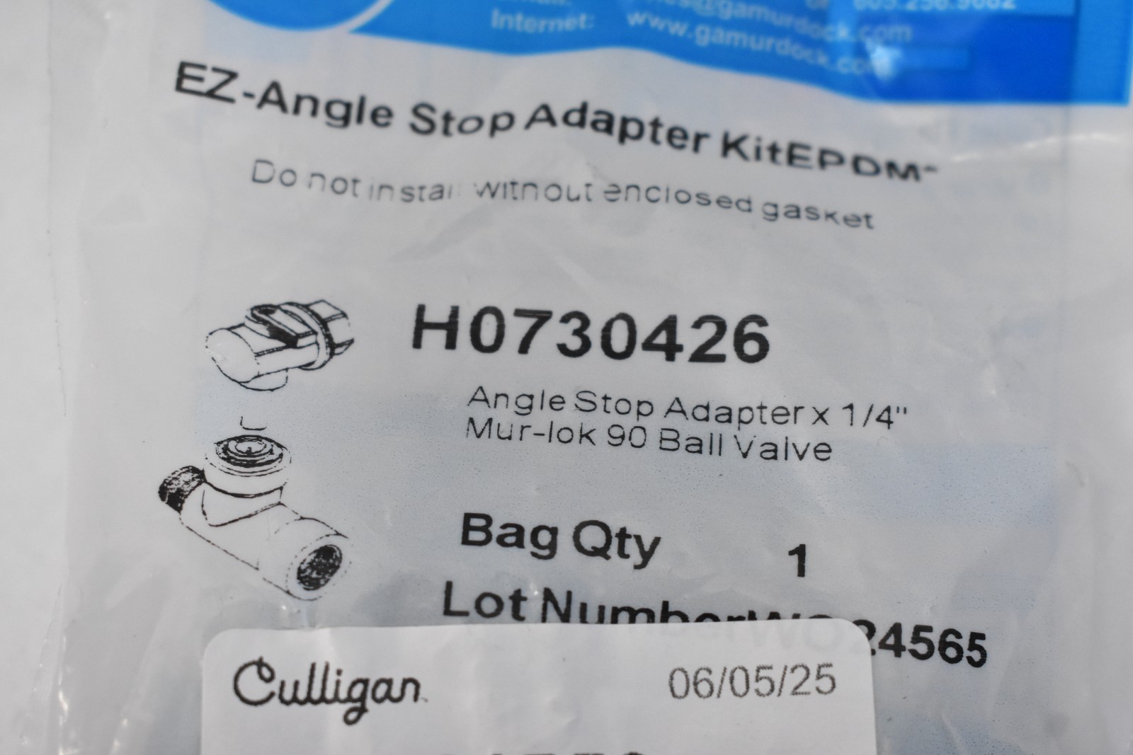 GA Murdock EZ Angle Stop Adapter Kit EPDM H0730426 w 1/4″ Mur-Lok 90° Ball Valve