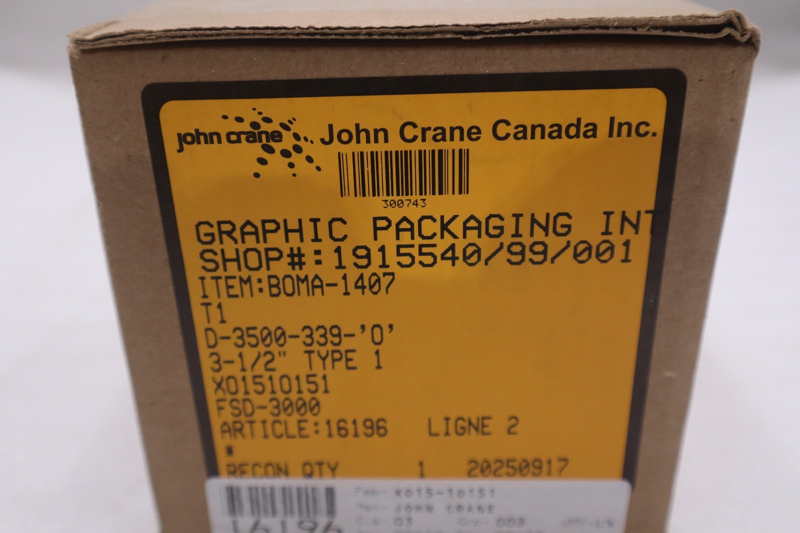 John Crane FSD3000/ FSD-3000 Spring Seal Assembly 3.5″ – NEW – STOCK GF473A