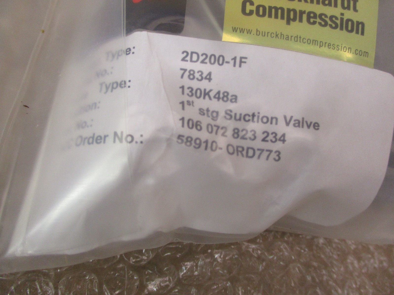 New Burckhardt Compression 130K48a 1st STG Suction Valve 2D200-1F 52800PRX