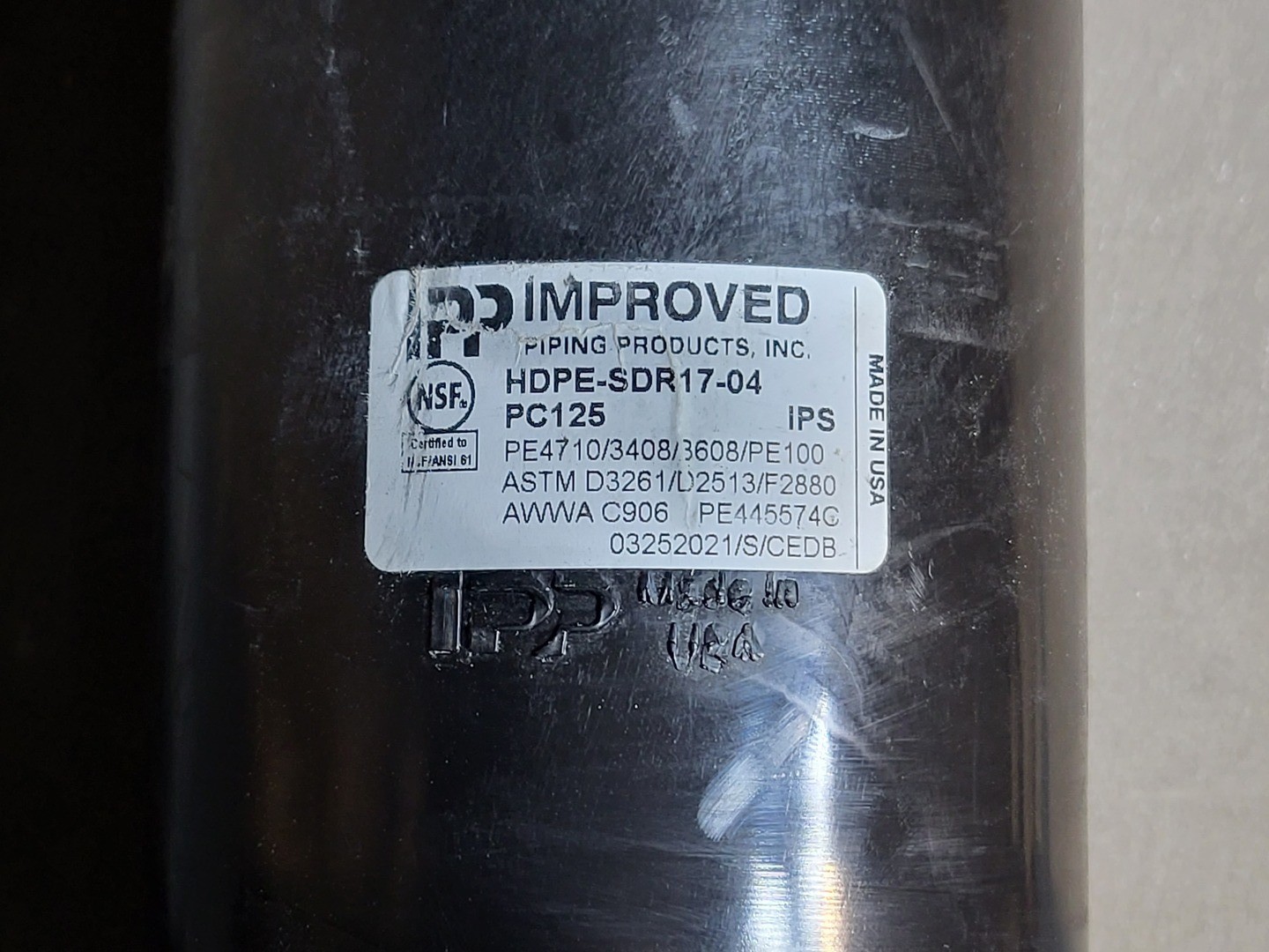 SURPLUS NEW Improved Piping Products HDPE-SDR17-04 PC125 4″ Flange Adapter