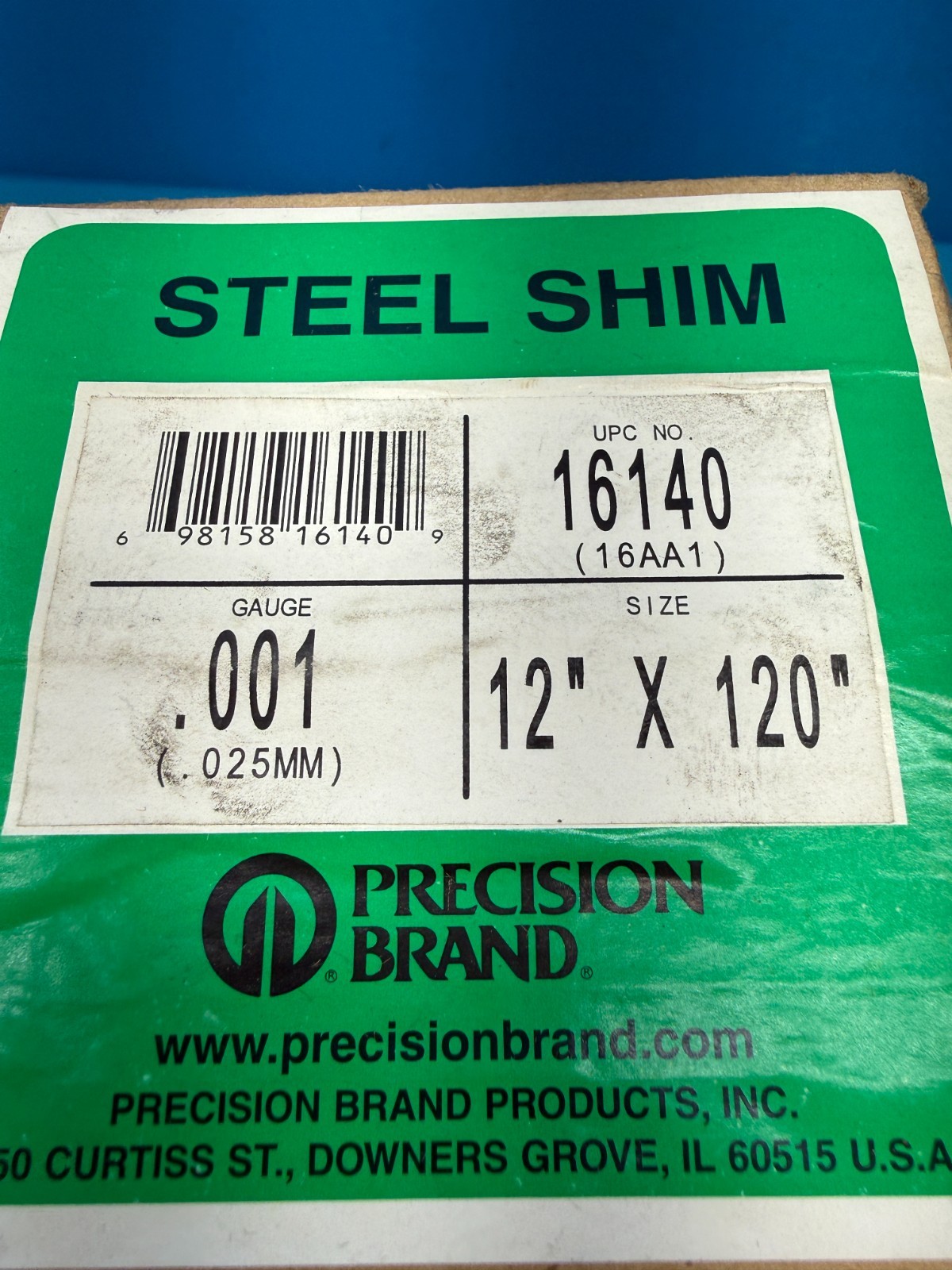 Precision Brand 16140 12″ x 120″ .001 Gauge Cold Rolled Steel Shim