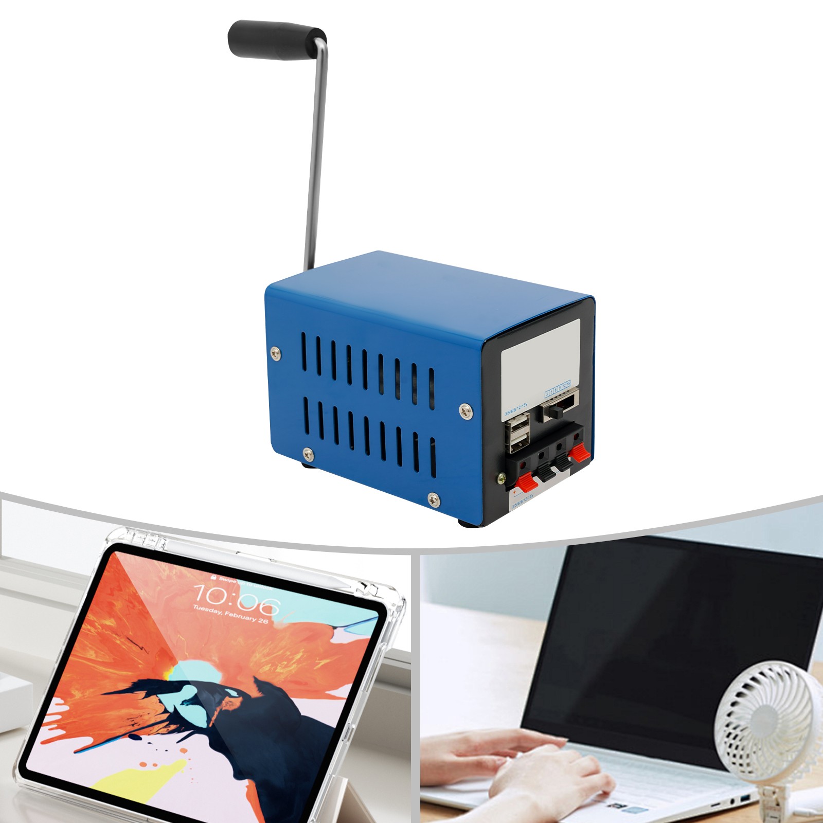 20W Hand Crank Generator Portable USB Charger Manual Power Supply for Camping US