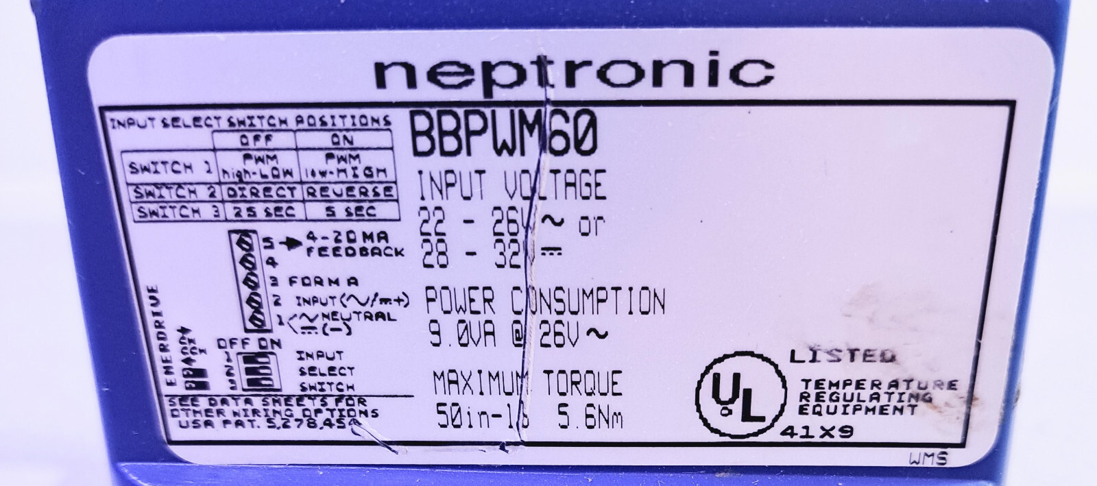1 USED NEPTRONIC BBPWM60 ELECTRONIC ACTUATOR ***MAKE OFFER***