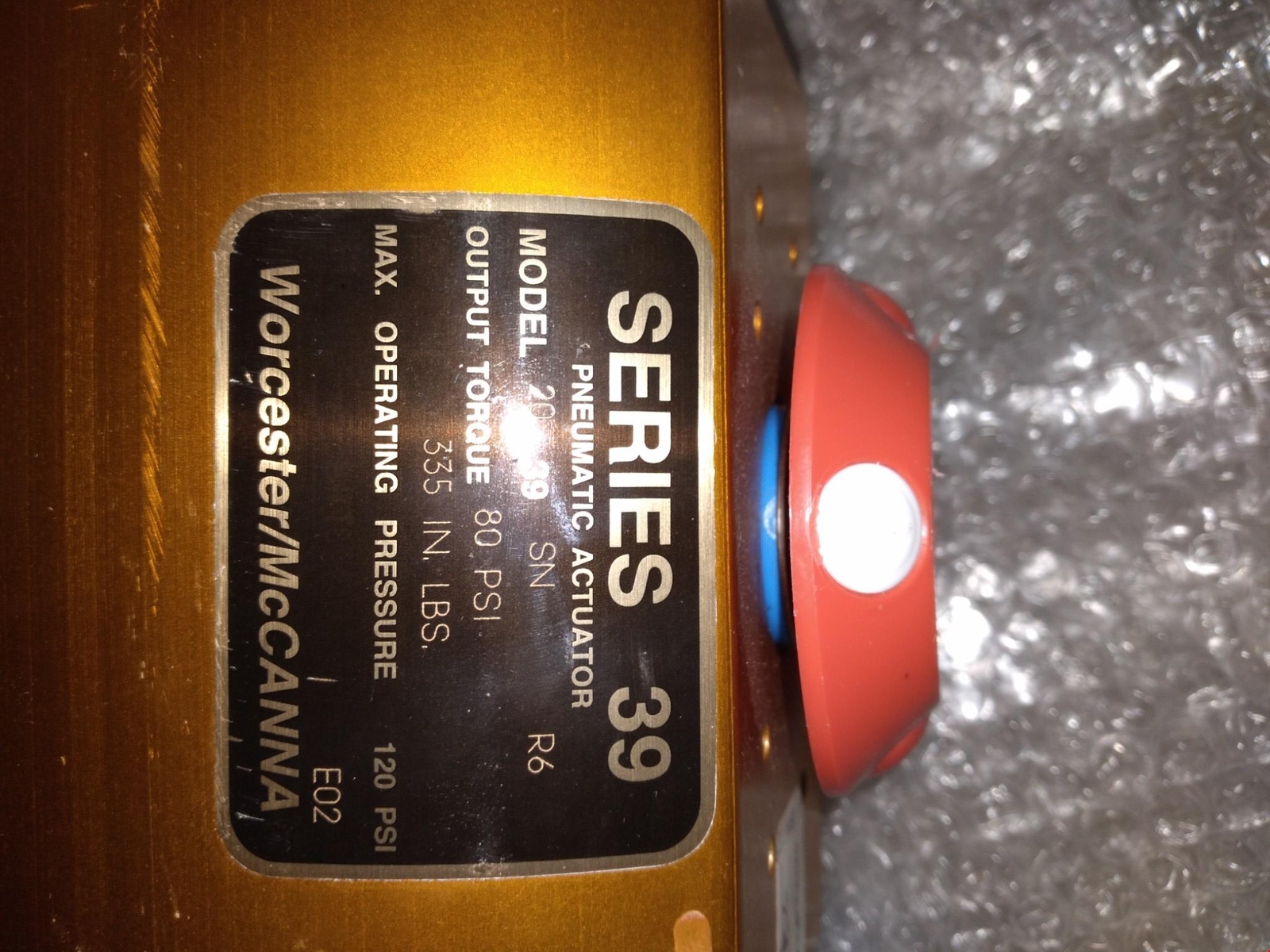 WORCESTER SERIES 39 MODEL 20 PNEUMATIC ACTUATOR 6RT15Q R1 WCB 400F 20 39 SN R6