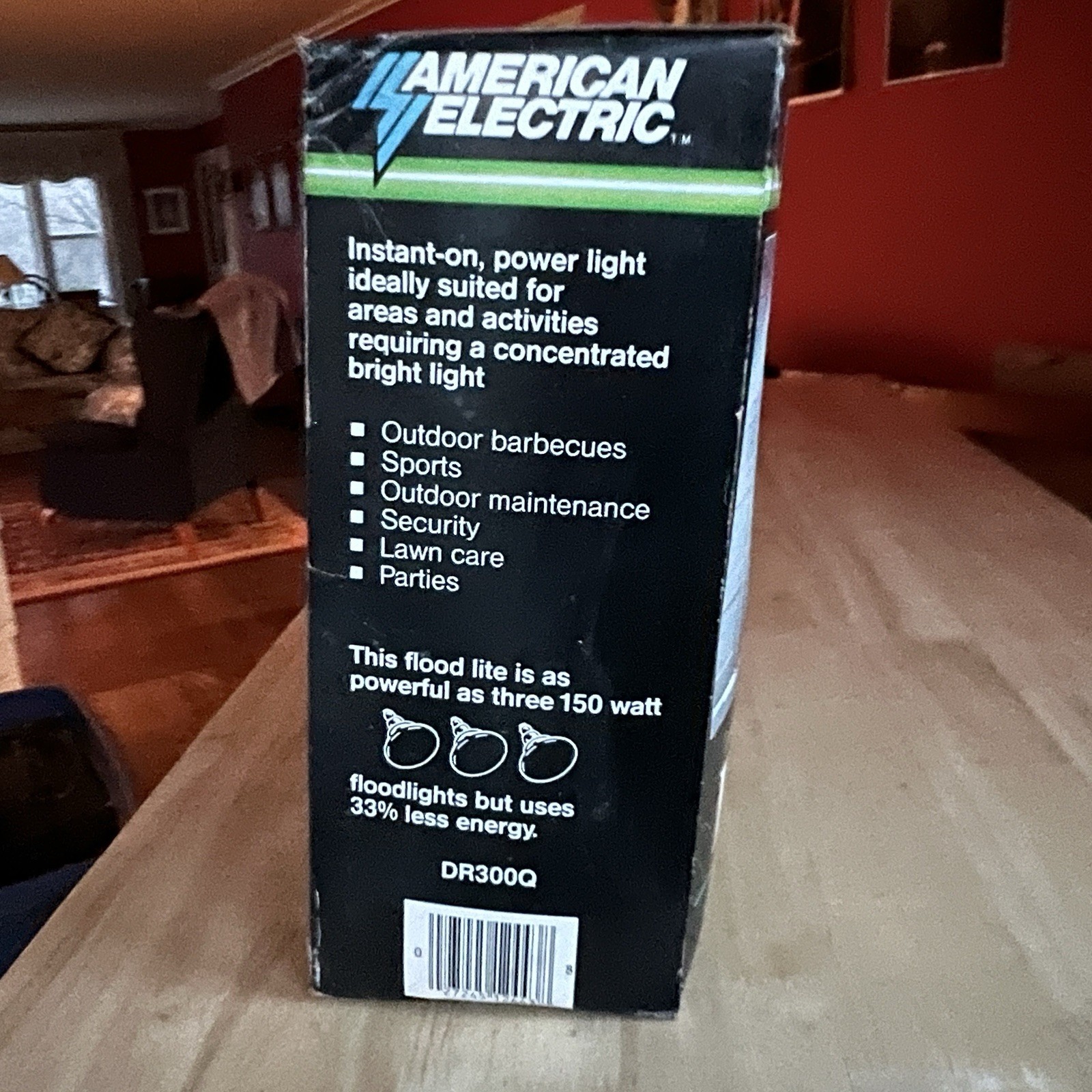 American Electric Quartz Halogen Flood Light NOS USA Made 300 Watts DR300Q NIB