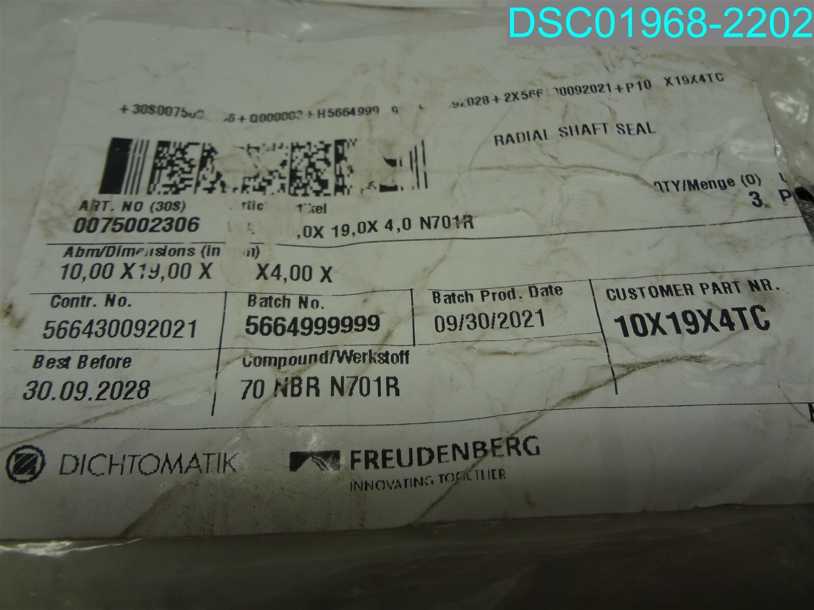 QTY=3: FREUDENBERG CR Radial Shaft Seal