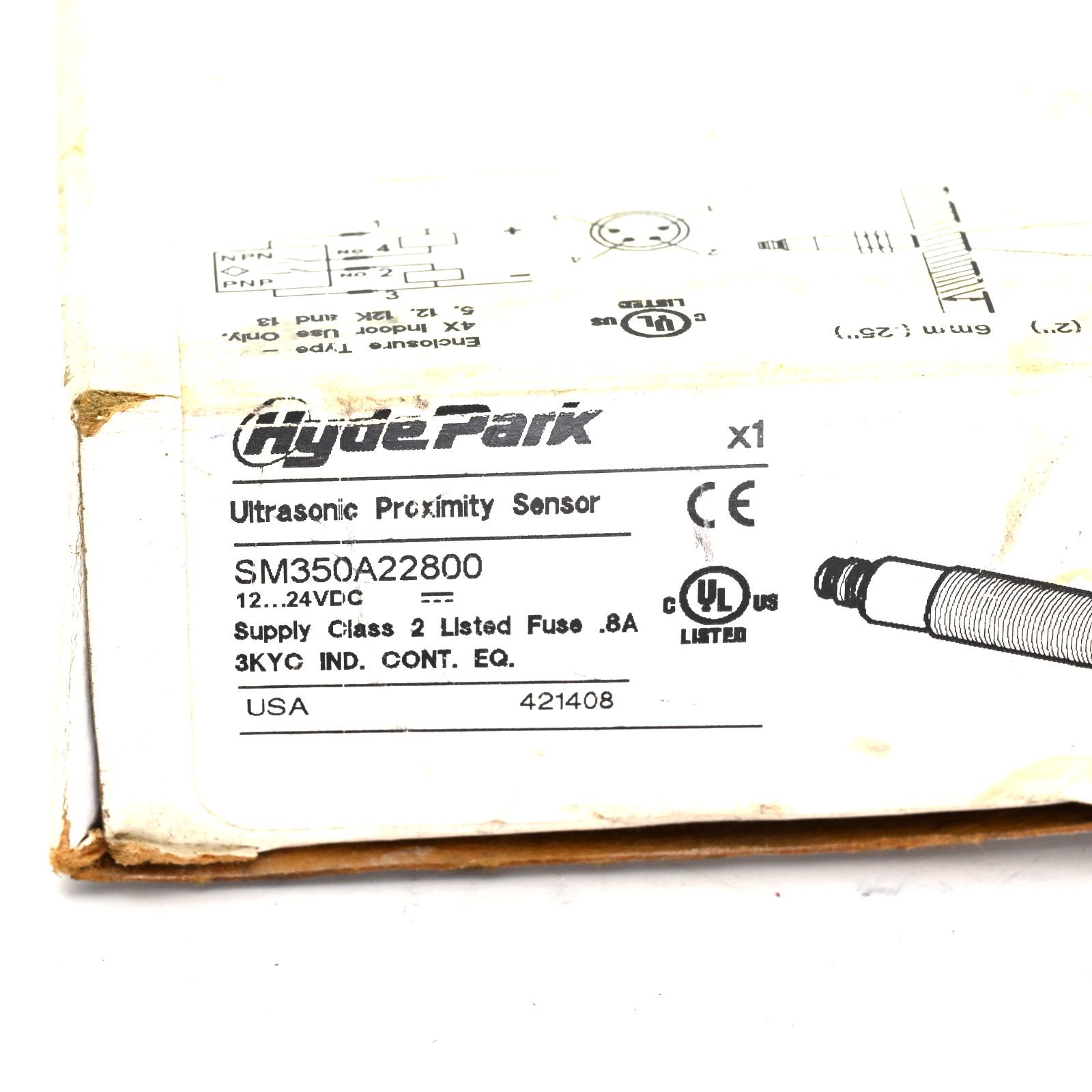 TELEMECANIQUE SM350A22800 Hyde Park, Ultrasonic sensor, discrete, 12 mm barrel,