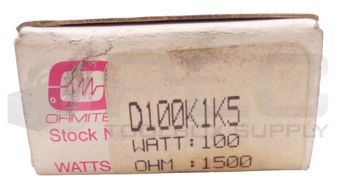LOT OF 3 NEW OHMITE D100K1K5 RESISTOR 100W 1500OHM