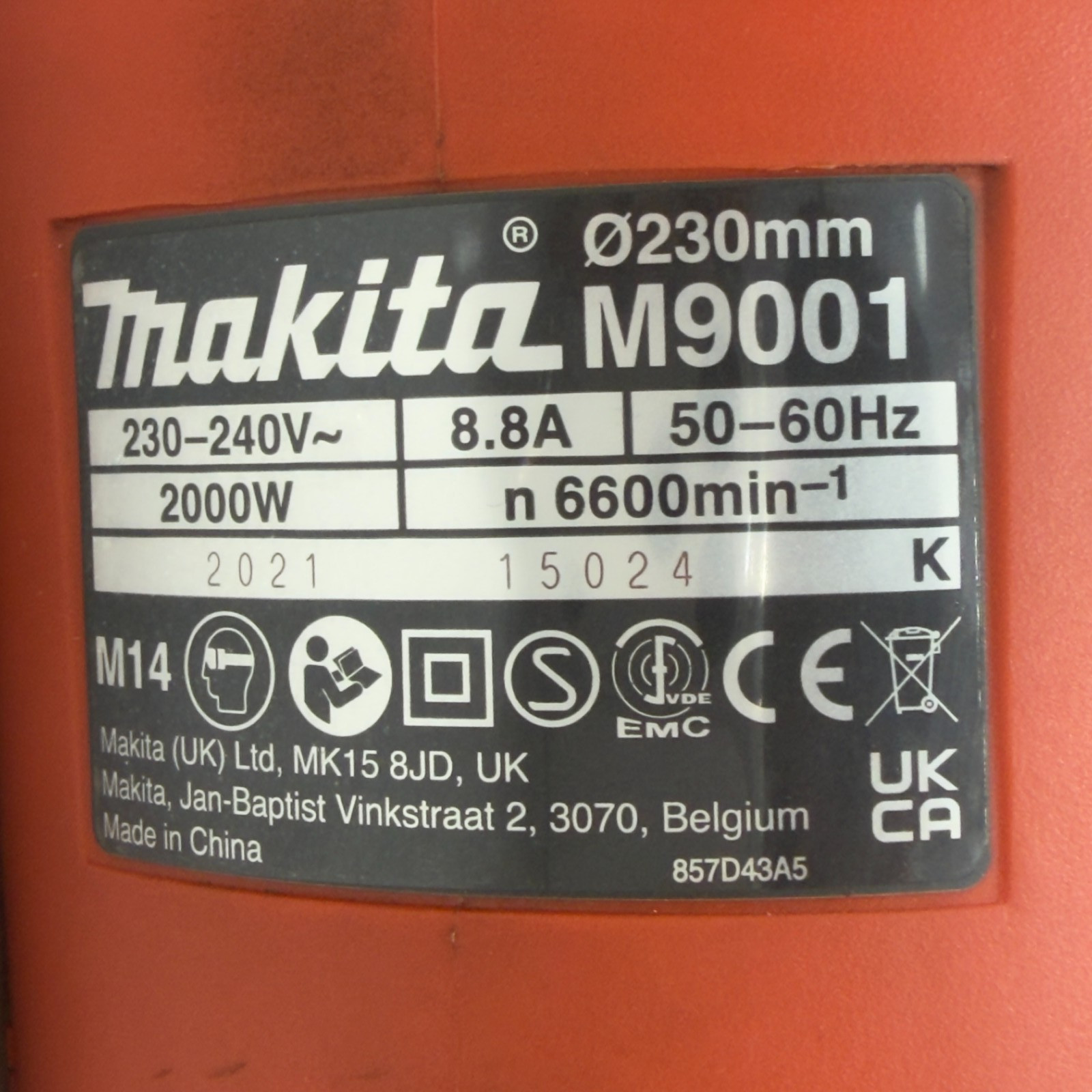 NEW MAKITA MT M9001 230MM 9 IN ANGLE GRINDER 2000W 6600 RPM 240V FASTSHIP FEDEX