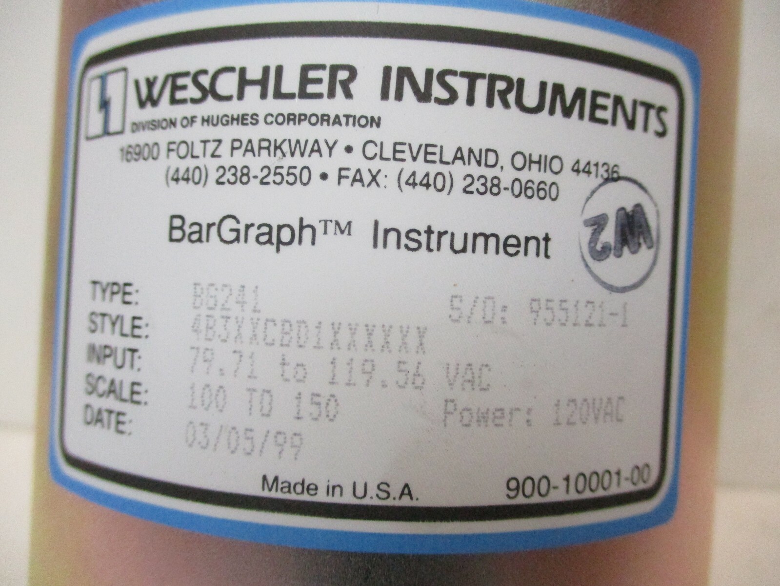 New open-box Weschler Bar Graph Meter B6241 4B3XXCBD1XXXXXX A1349AES