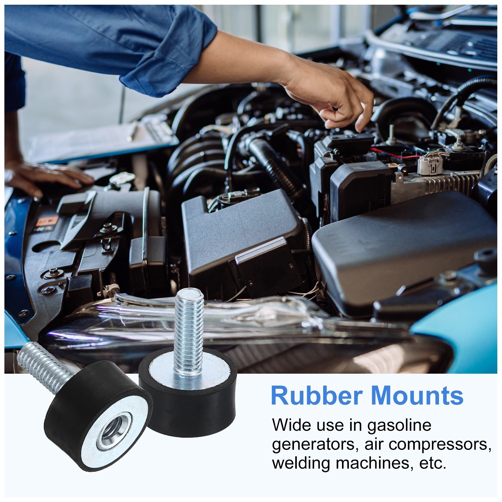2Pcs M6x18mm Rubber Mounts 20x10mm Rubber Shock Absorber Mount with Nuts