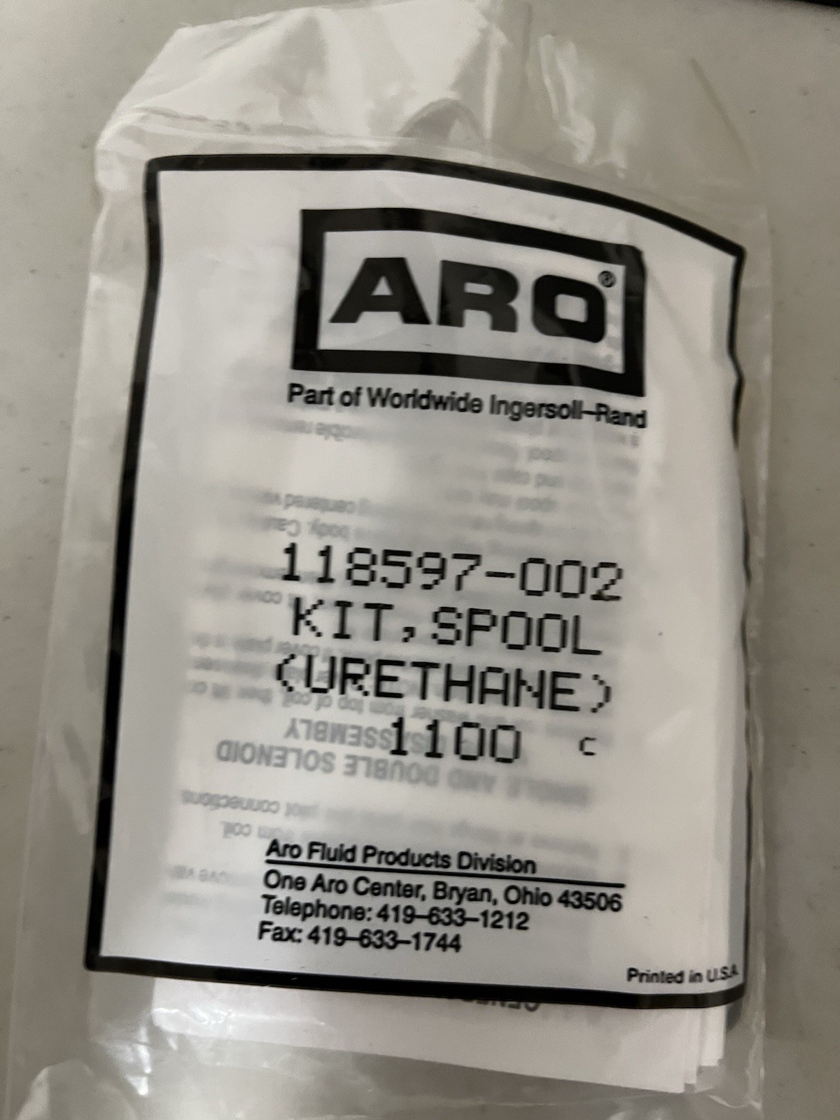 ARO 118597-002 URETHANE 1100 INGERSOLL RAND SPOOL KIT NEW