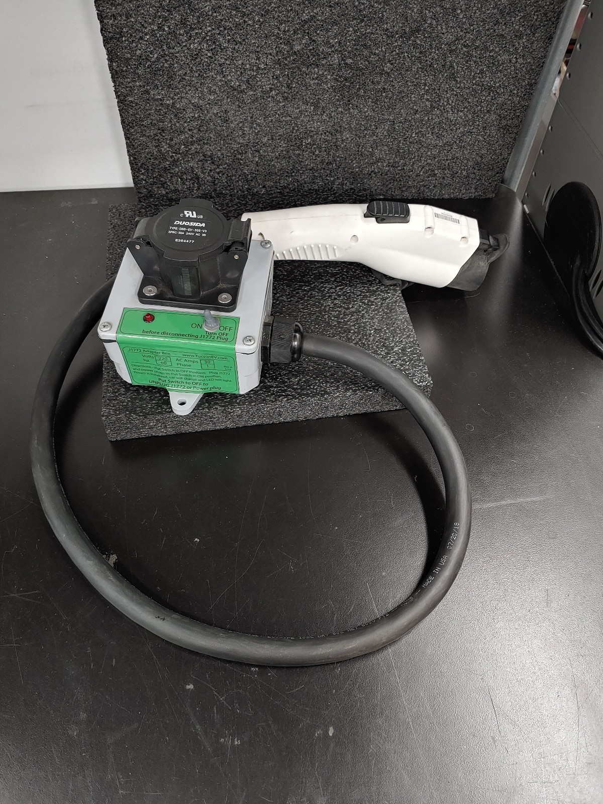 DUOSIDA DSS-EV-50P-V3 EV Charger with DSS-EV-50S-V3 Inlet and Adapter Box J1772