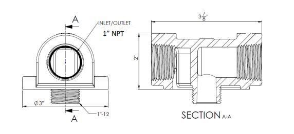 Cim-Tek 1″ NPT Cast Iron Mounting Adaptor | 52002
