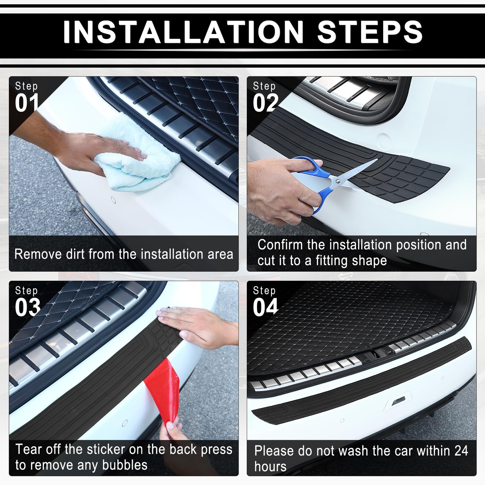SINGARO Car Rear Bumper Protector, 42inch x3.4inch Car/SUV Universal Rubber A…