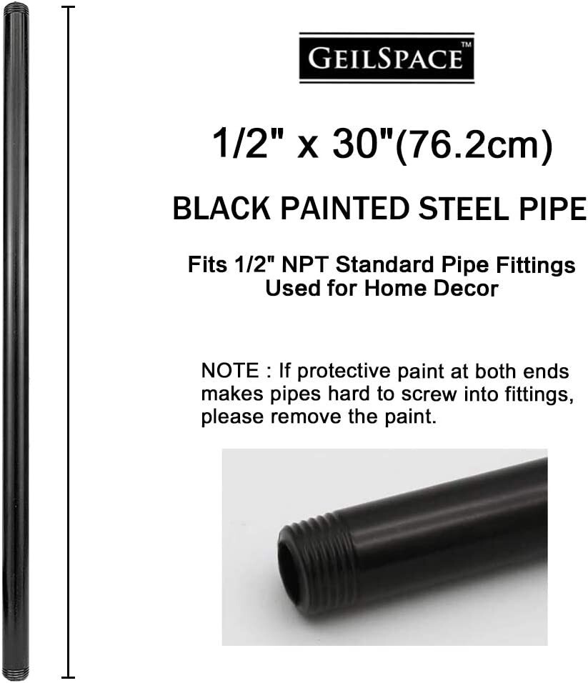 Heavy Duty Pre-cut Grey Metal Pipe 16″ x GeilSpace 6 Pack 1/2″, Industrial Steel