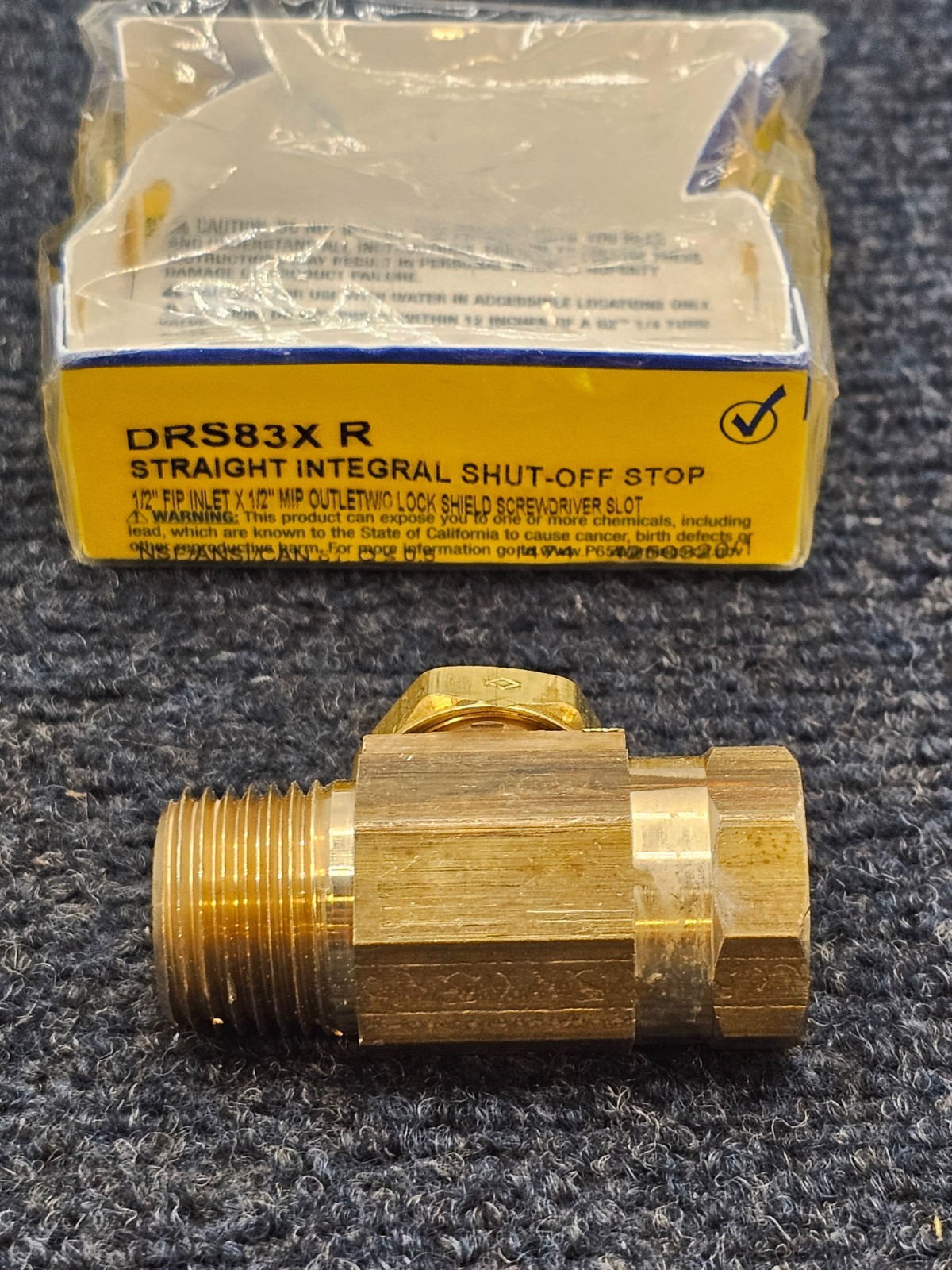 BrassCraft DRS83X R: 1/2 in. FIP x 1/2 in. MIP Integral Shut-Off Valve
