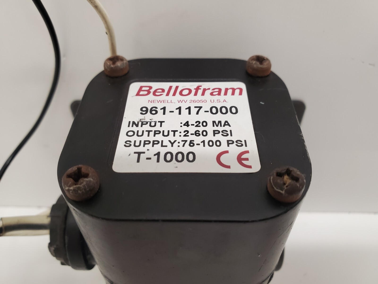 GOOD USED! MARSH BELLOFRAM 75-100PSI PRESSURE TRANSMITTER 961-117-000
