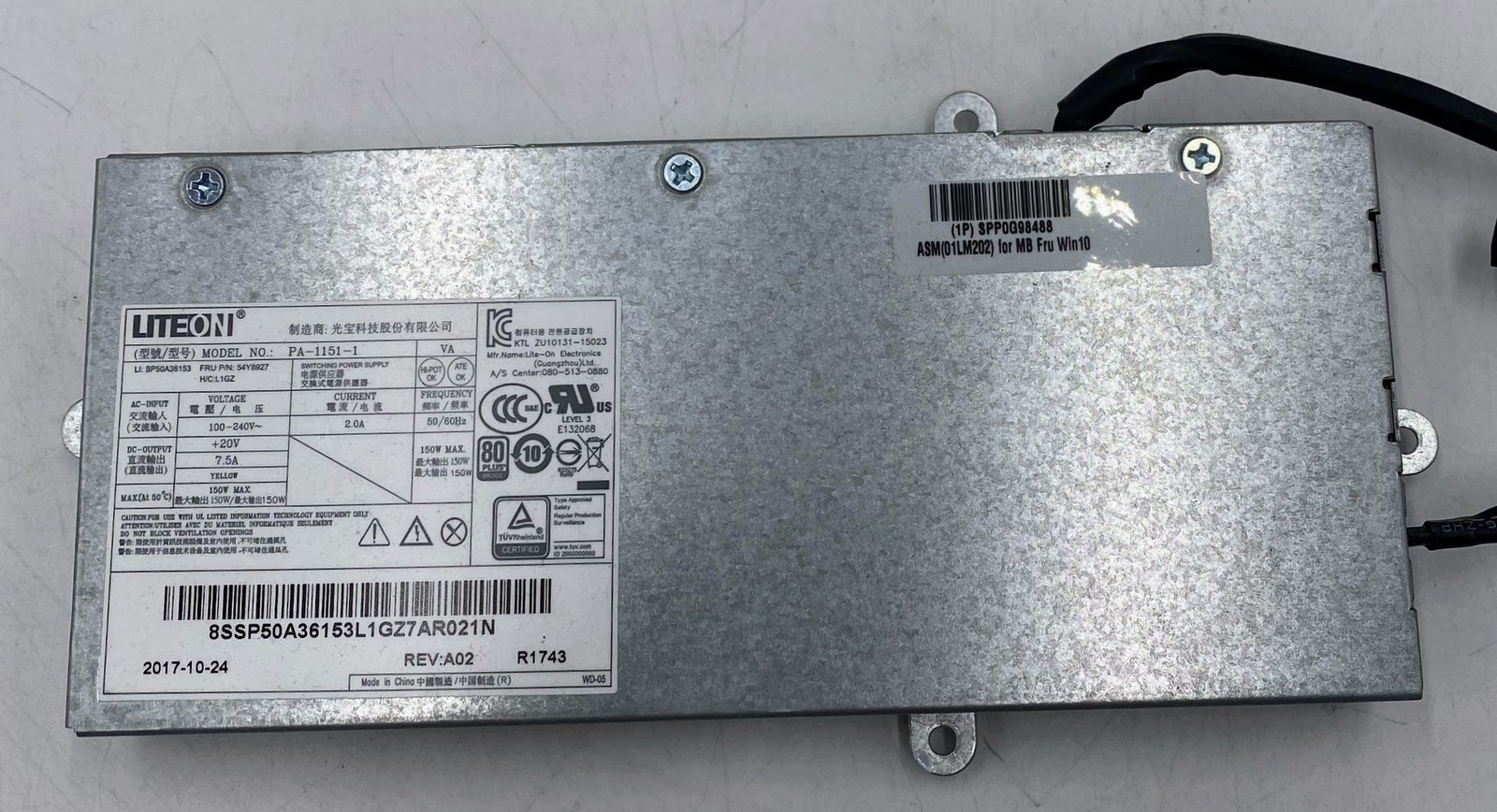 LiteOn 150W All-In-One Power Supply PA-1151-1, FRU 54Y8927