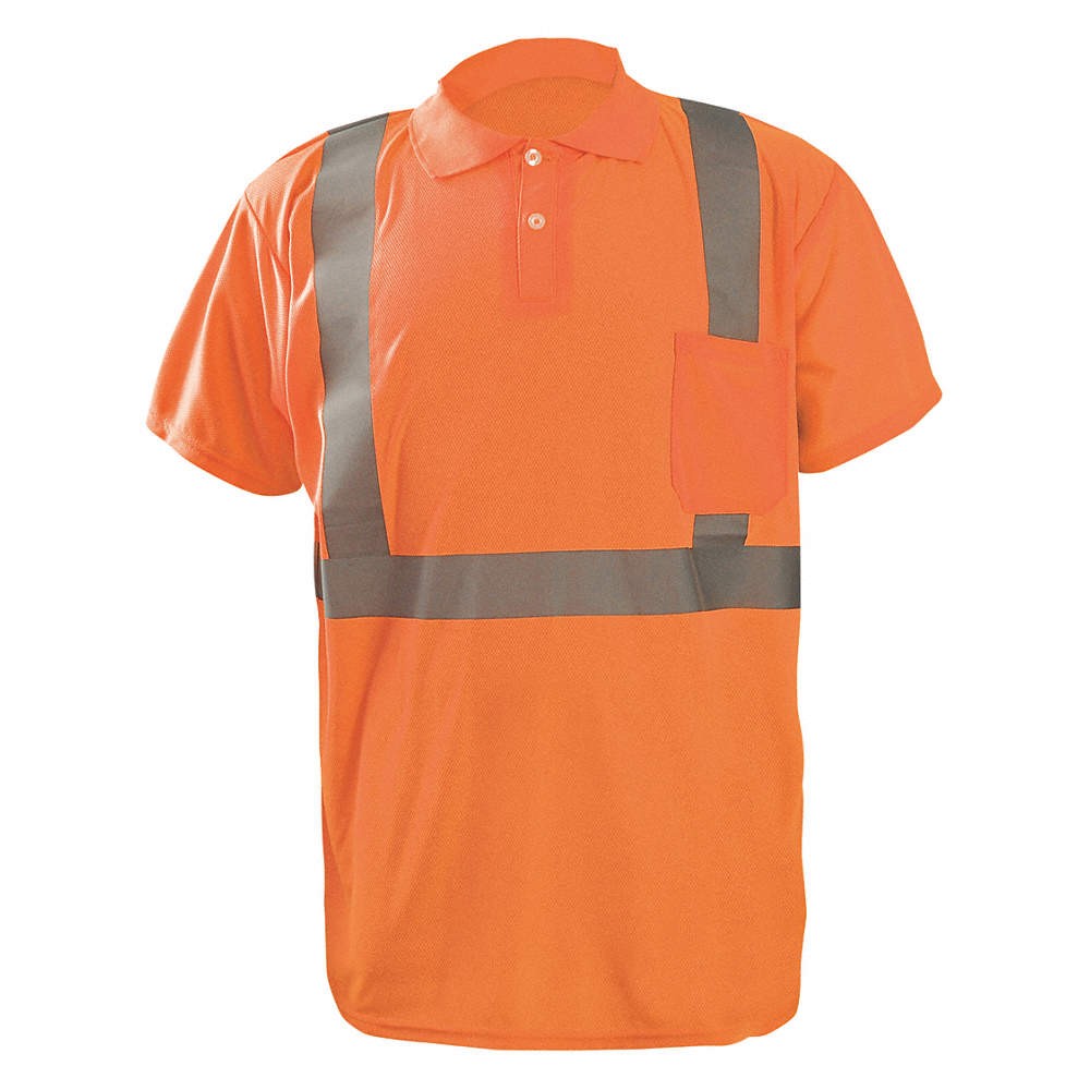 OCCUNOMIX LUX-SSPP2B-OL Polo Shirt,L,ANSI Class 2 448H57
