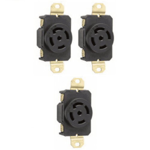 Grounding Locking Receptacle, 30A 120/208V AC, cUL, NEMA L21-30 (Pack of 3)