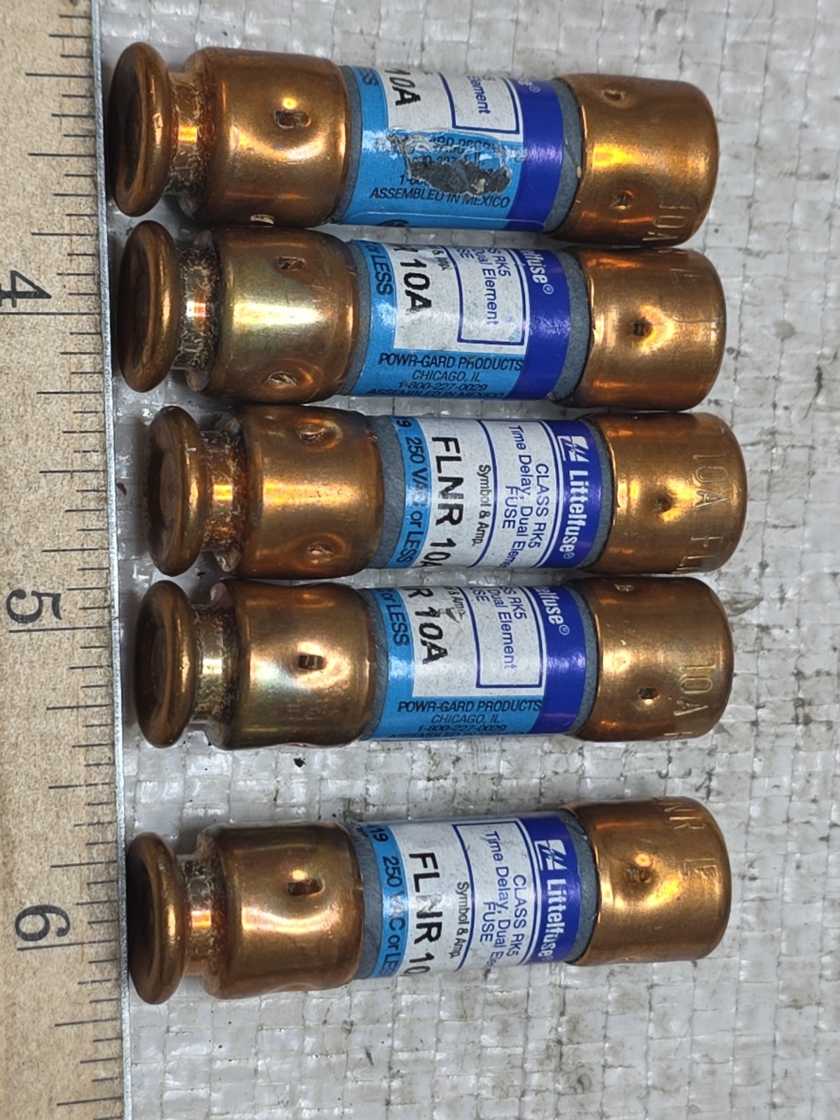 Littelfuse FLNR 10A (Lot of 5 PCS) 10Amp Class RK5 Time Delay Fuse 250VAC-New N