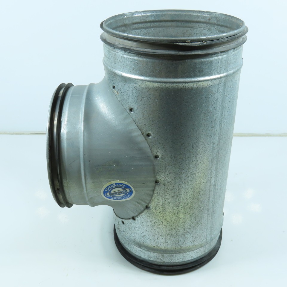 Size 6 Spirosafe 24 Gauge Tee Connector Spiral Duct Fitting 5-7/8″ OD