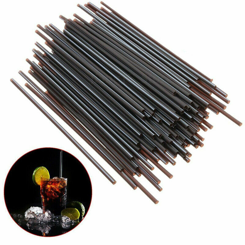100 Flexible Straws Black Party Drinking 130mm*3mm Plastic
