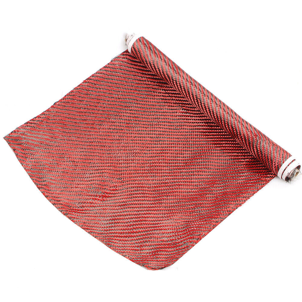 12″ x 5FT Twill Weave Carbon Fiber Fabric Cloth Black Red (3K, 9.1oz, 59″ x 12″)